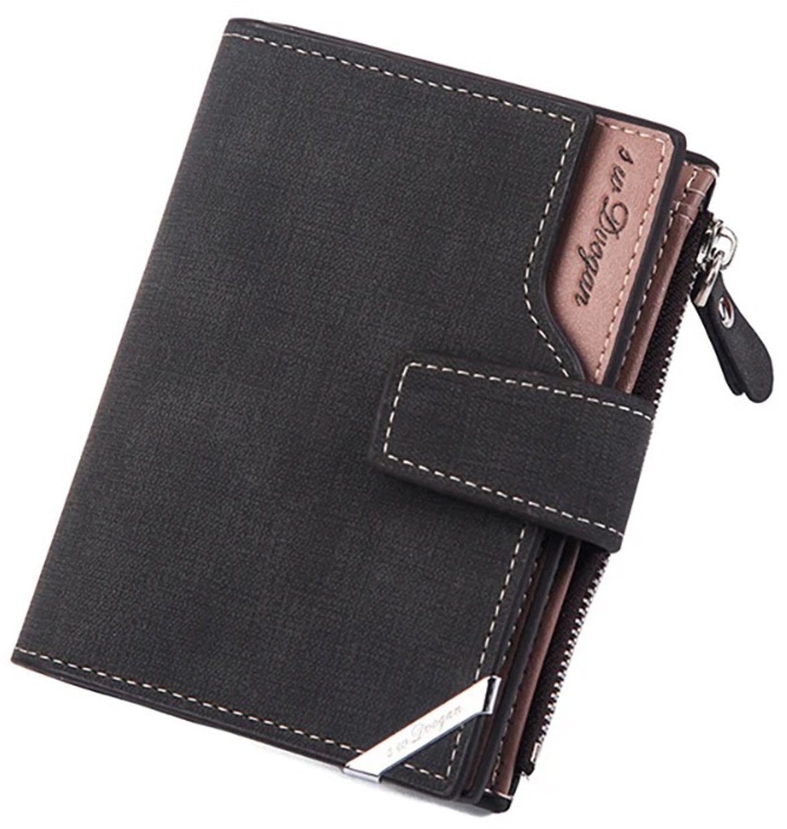 WiseGoods Premium Billfold Portemonnee Van Leer - Portemonnees - Accessoires Dames & Heren - Compact En Stijlvol Design - Zwart