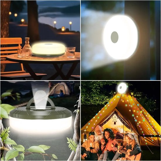 Camping Lichtsnoer - 10 Meter - 5 lichtstanden - IP44 Waterdicht - 2000mAh polymeer - Camping Decoratieve Lichtsnoer - Oprolbaar - Kampeerlamp Oplaadbare Kampeerlamp met Lichtsnoer - Warm-Wit - Lampjes — afbeelding 2