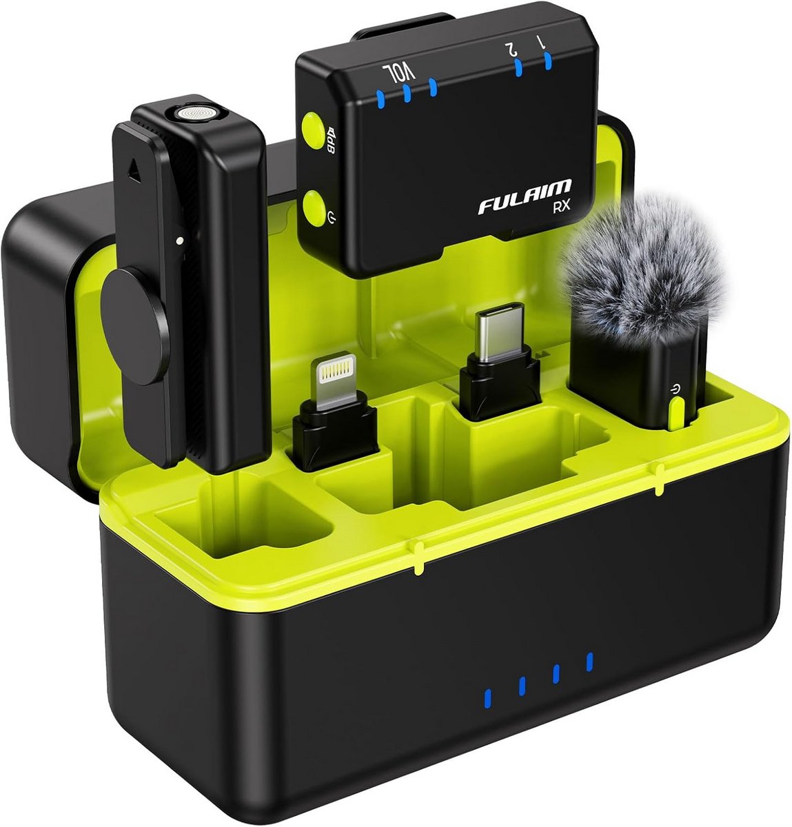Draadloos Microfoonsysteem met Dubbele Zender voor Camera en Smartphone