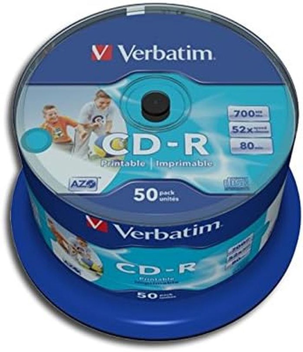 50x Bedrukbare CD-R Media 700MB 52x Snelheid Inkjet Full Surface Cakebox
