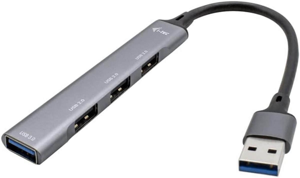 Aluminium USB Hub 3.0 met 1x USB 3.0 en 3x USB 2.0 Poorten