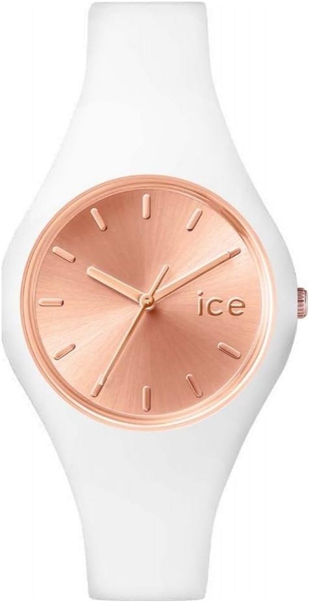 Chic Wit Dameshorloge met Roségoud Details en Siliconen Band