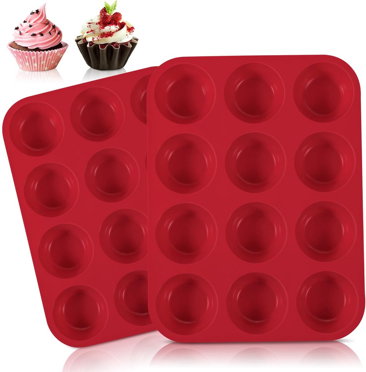 2x Mini Siliconen Muffin Bakvorm voor 12 Cupcakes - BPA-vrij & Anti-aanbak