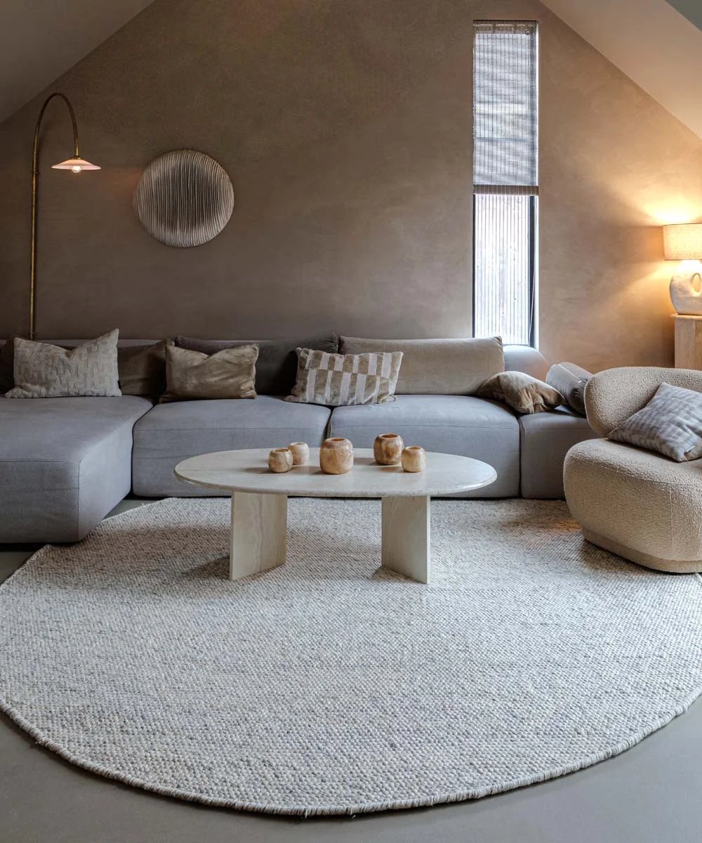 Rond wollen vloerkleed - Silvull beige 250