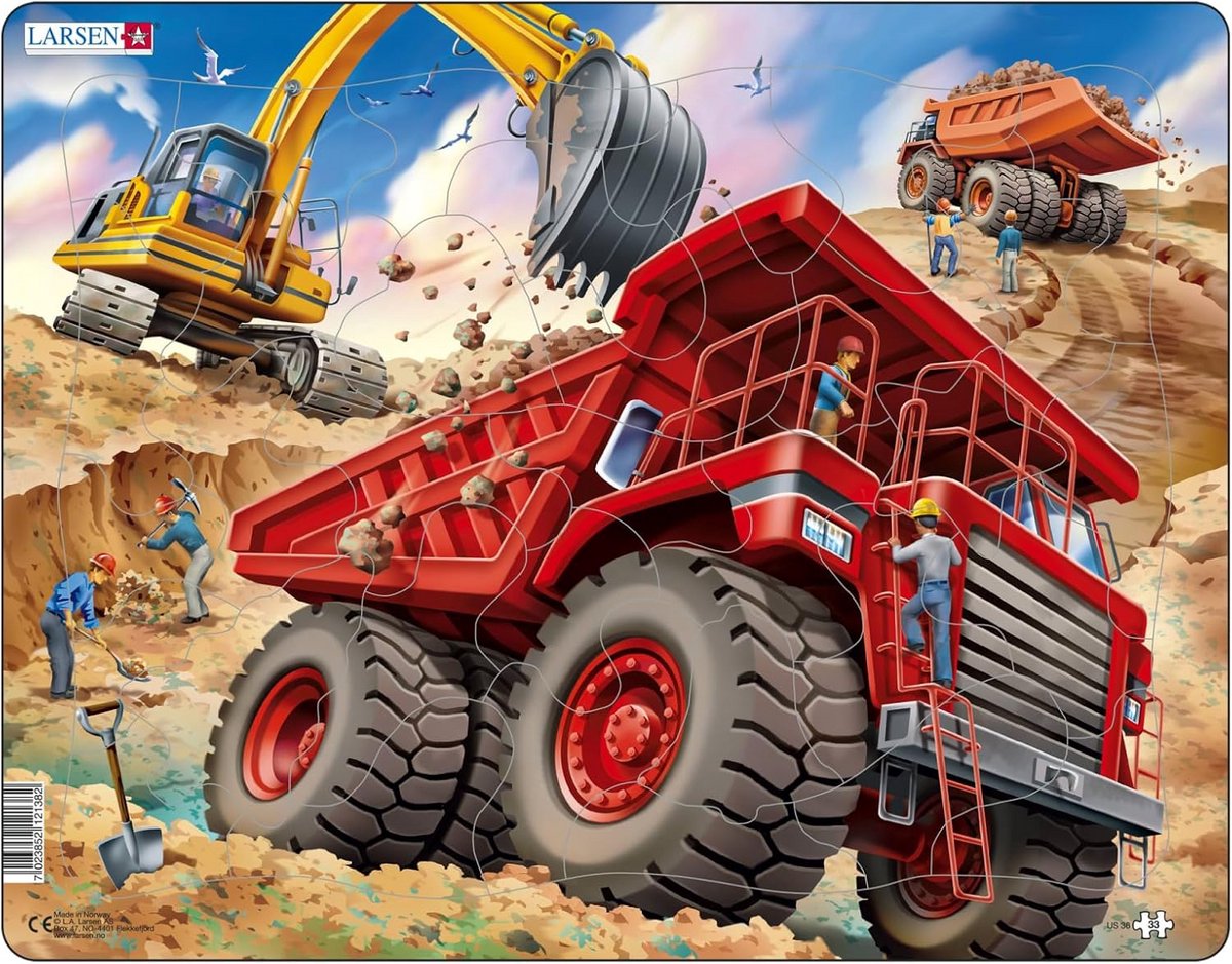 Grote Vloerpuzzel met Kiepwagen en 33 Stukken