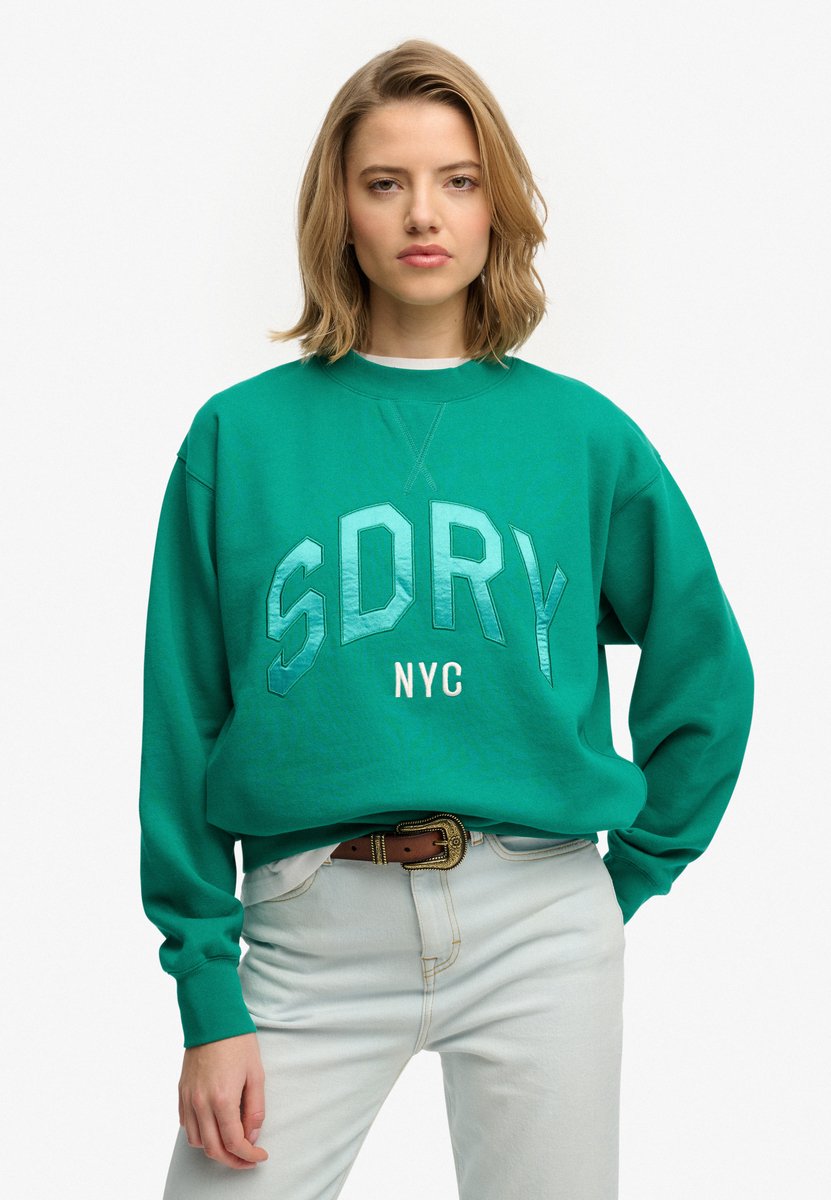 Superdry Varsity Satijnen Appliqué Trui Greenlake