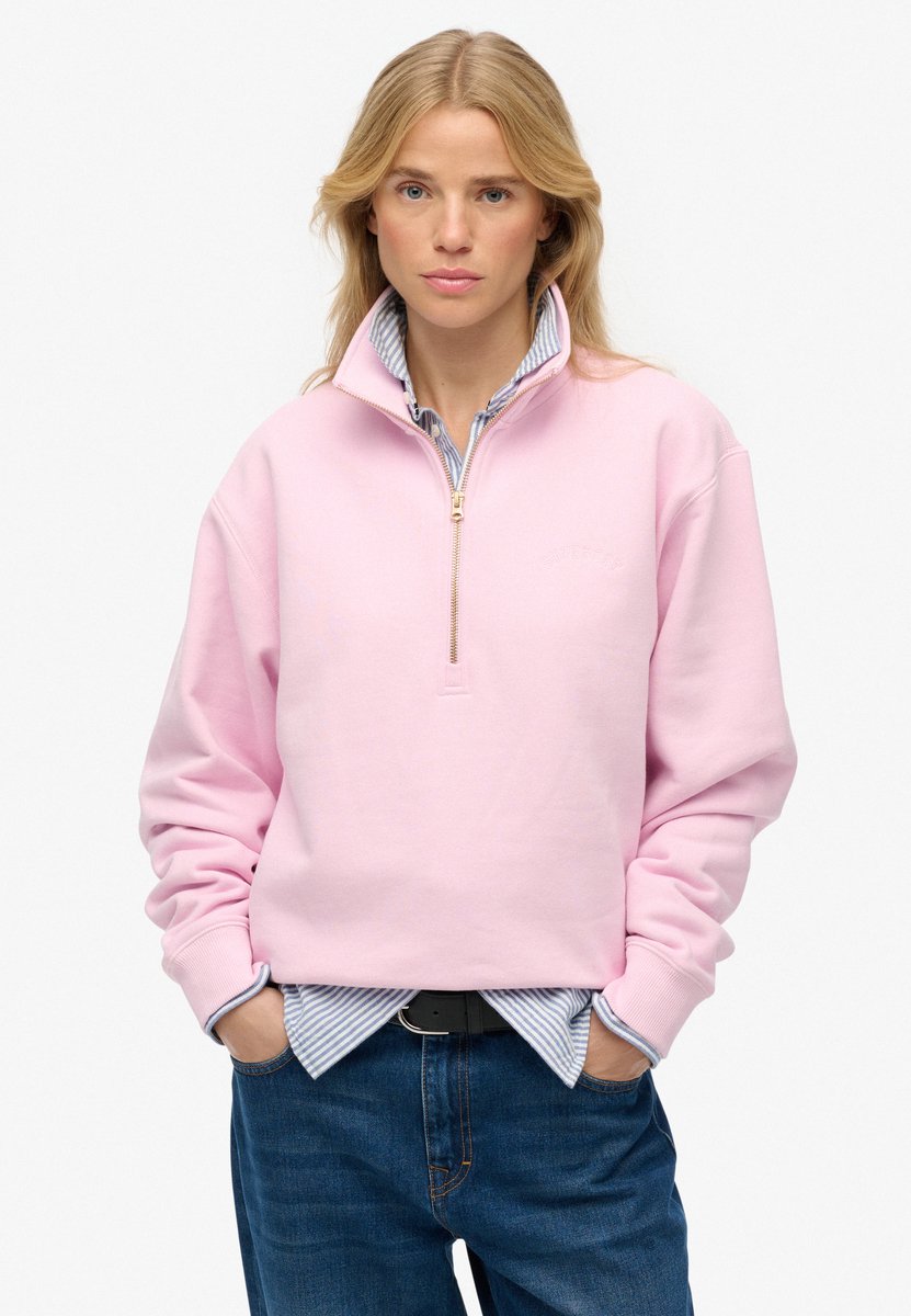 Superdry Essentieel Logo Half Zip Up Trui Heren Roze