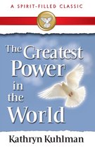 Boek "The Greatest Power in the World" van Kathryn Kuhlman met een witte duif op een blauwe lucht.
