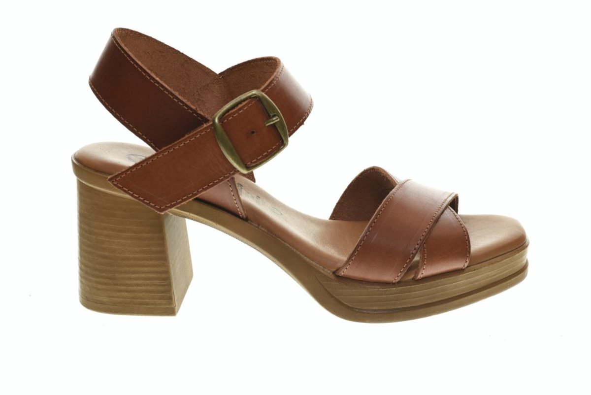 Elegant Damessandalen Pump Cognac maat 38