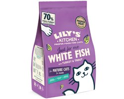 4x Lily's Kitchen Kattenvoer Droog Senior Witvis Kalkoen Forel 800 gr