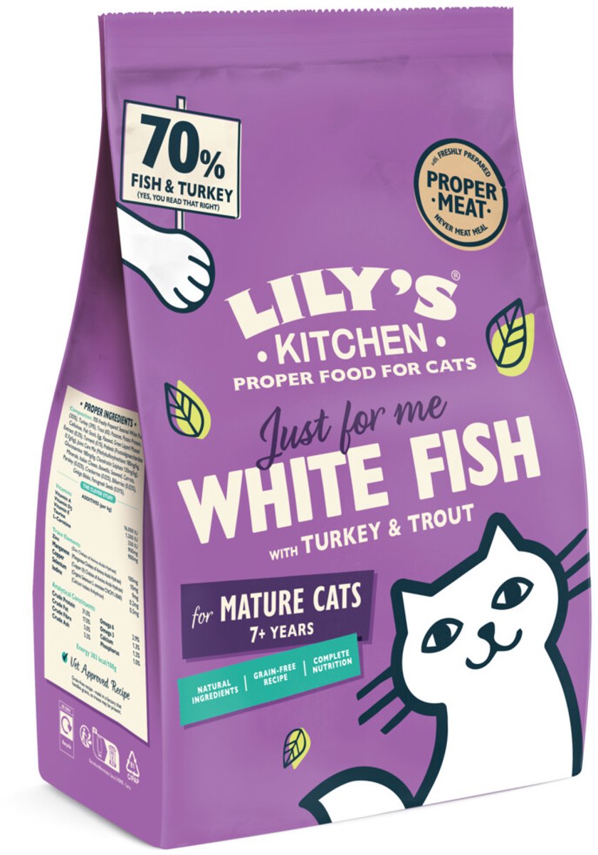 Lily's Kitchen Kattenvoer Droog Senior Witvis Kalkoen Forel - 4 x 800 gr - Voordeelverpakking