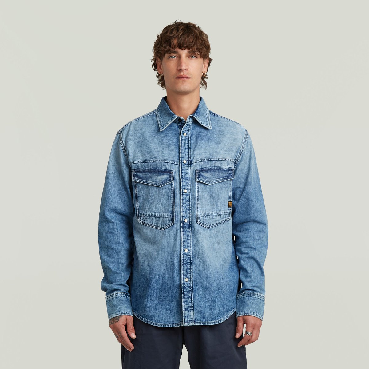 G-Star Dakota regular shirt ls Heren Overhemd Blauw