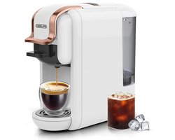 ShopWizz Koffiemachine - Koffiezetapparaten - 4-in-1 - Cups Apparaten - Gemalen Koffie - Koffiepads - Koffiezetapparaat - Wit / Rosegoud