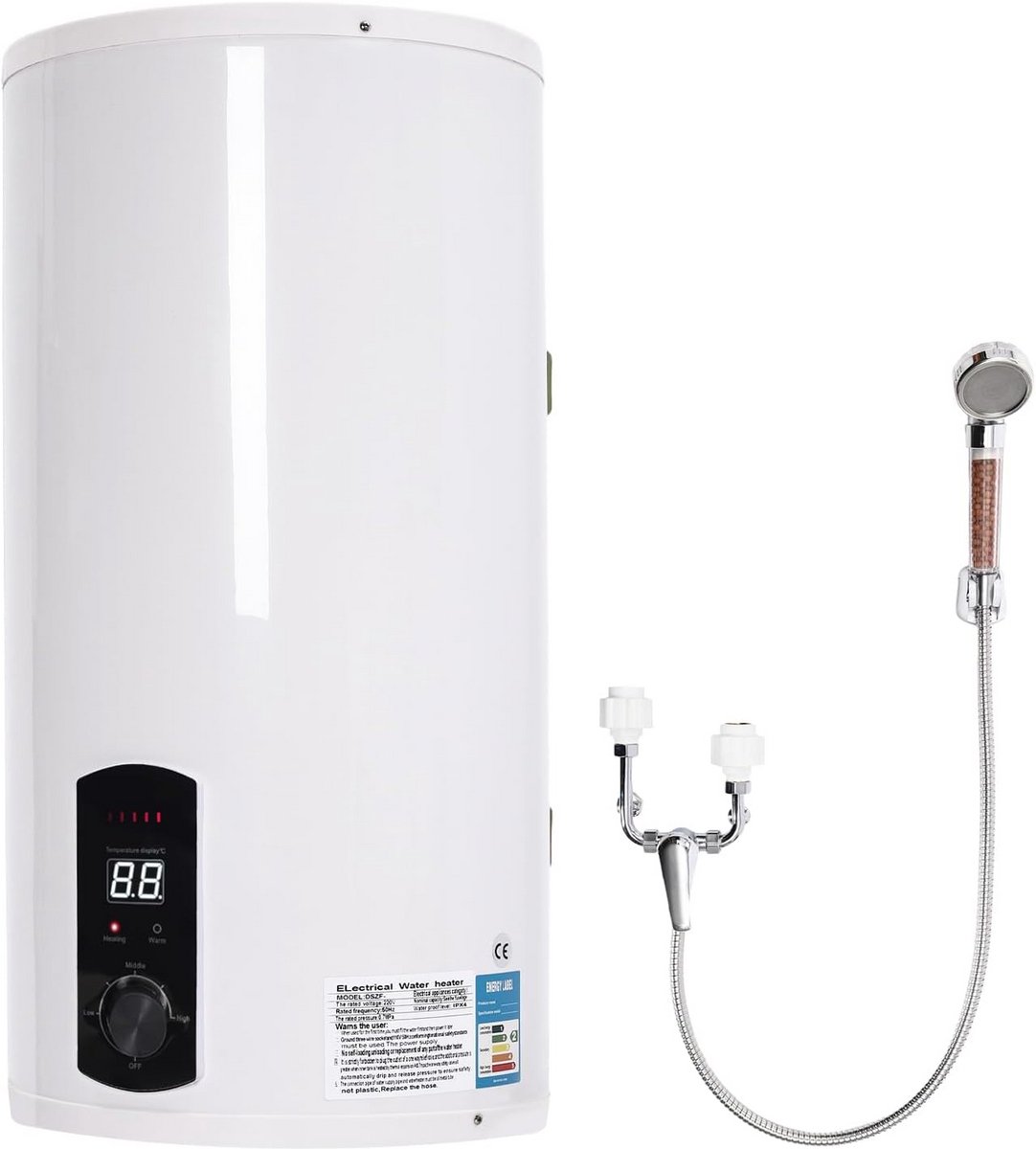 Elektrische Boiler 45 Liter Verticaal - Met LED Display, Kraan, Douche - Energiezuinig