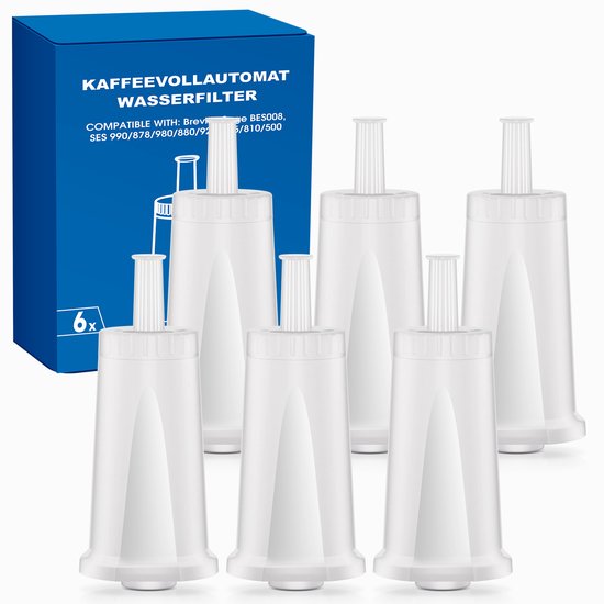 6x Filtres à eau Mutital pour Sage Breville - Cartouche de filtre pour machine à café - Compatible avec Barista et Oracle et ClaroSwiss - 3 mois par filtre