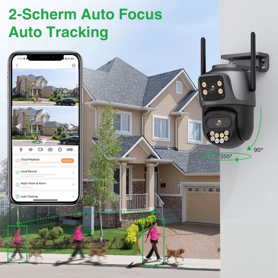 Beveiligingscamera voor Buiten met AI tracking en 4K 8 MegaPixel - Draadloos - Incl. 64GB SD - Wifi - Inclusief App - Camera met Nachtzicht - Camerabewaking - Bewakingscamera voor Buiten - Zwart van Merkloos — afbeelding 2