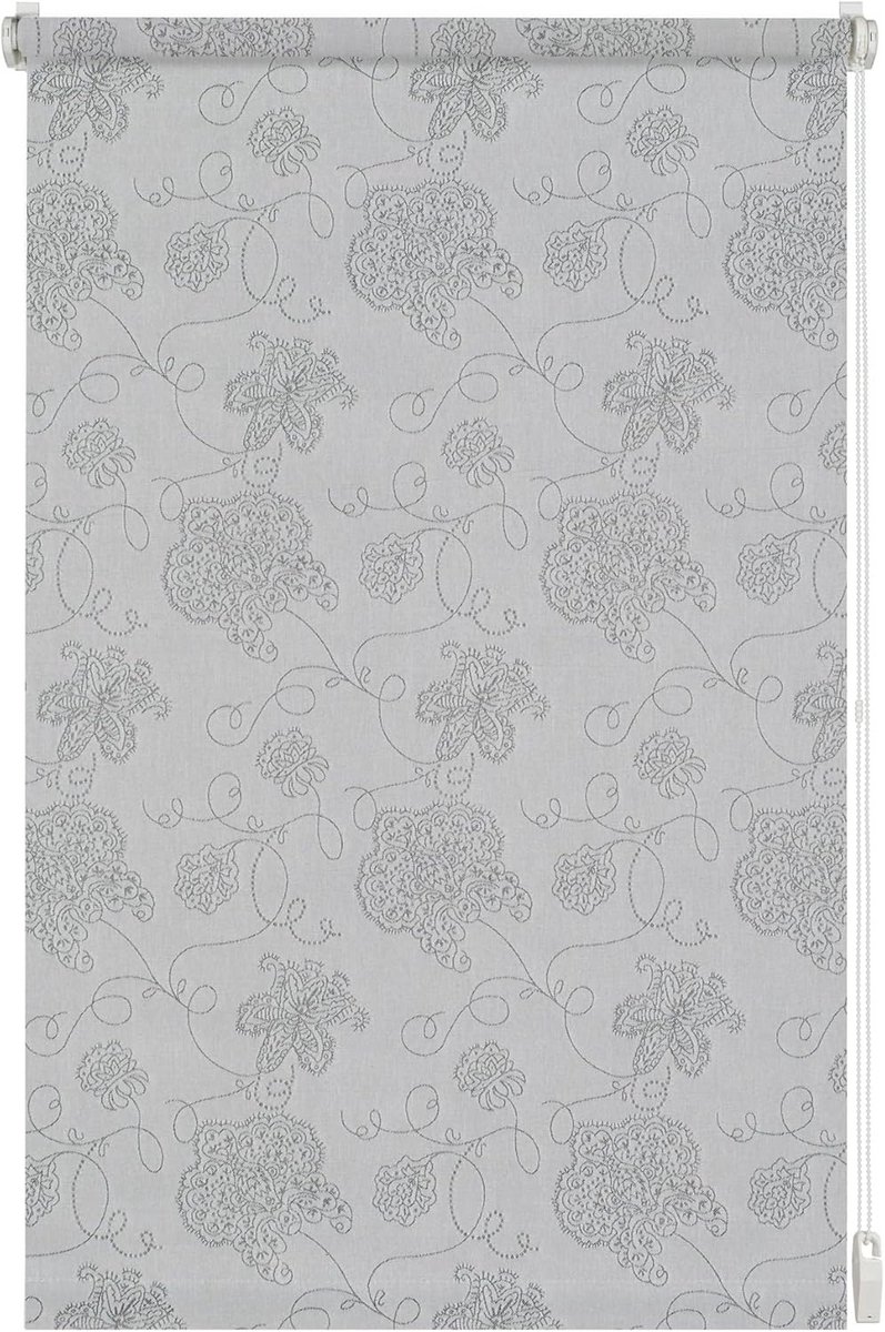 Lichtdoorlatend Rolgordijn met Decoratief Patroon Zilver 90x210 cm