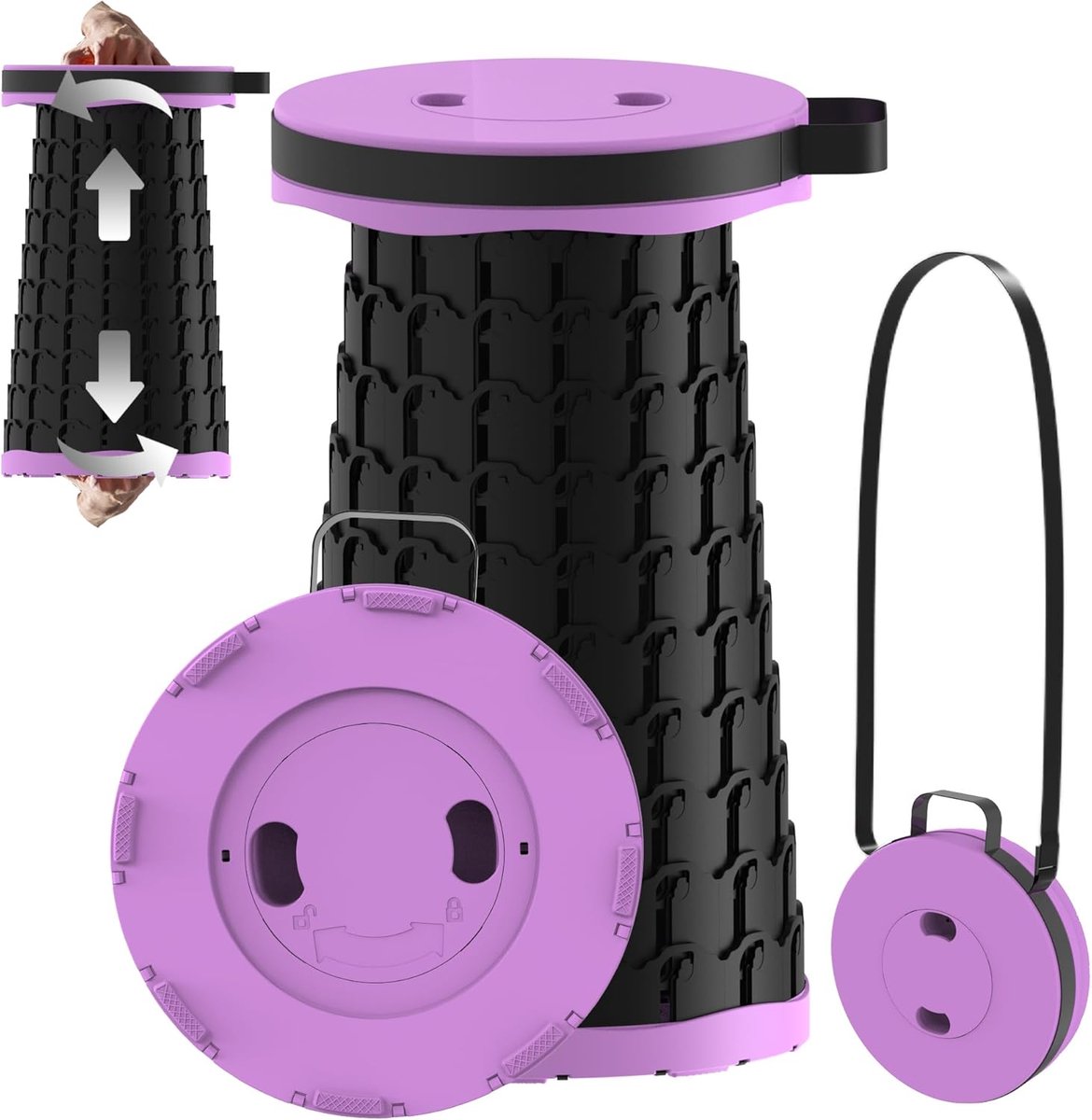 Opvouwbare Kruk - Opvouwbare Stoel - Telescopische Kruk - Inklapbare Kruk - Campingstoel - Visstoel - Polypropyleen - 45 cm Hoog - 200 kg Draagkracht - Paars - van Imperatoris