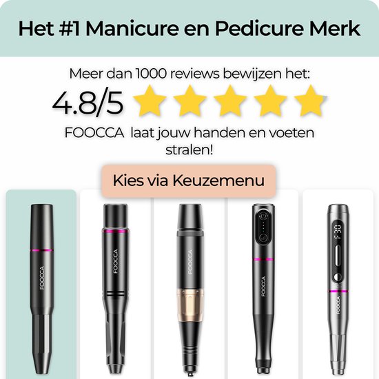 FOOCCA® Elektrische Nagelvijl - Nagelfrees 20000 RPM - Bedraad - FOOCCA Pen - 12 Bitjes + 55 Schuurrolletjes - Manicure en Pedicure Set - Ergonomische Aluminium Behuizing - Eeltverwijderaar - Kalknagels