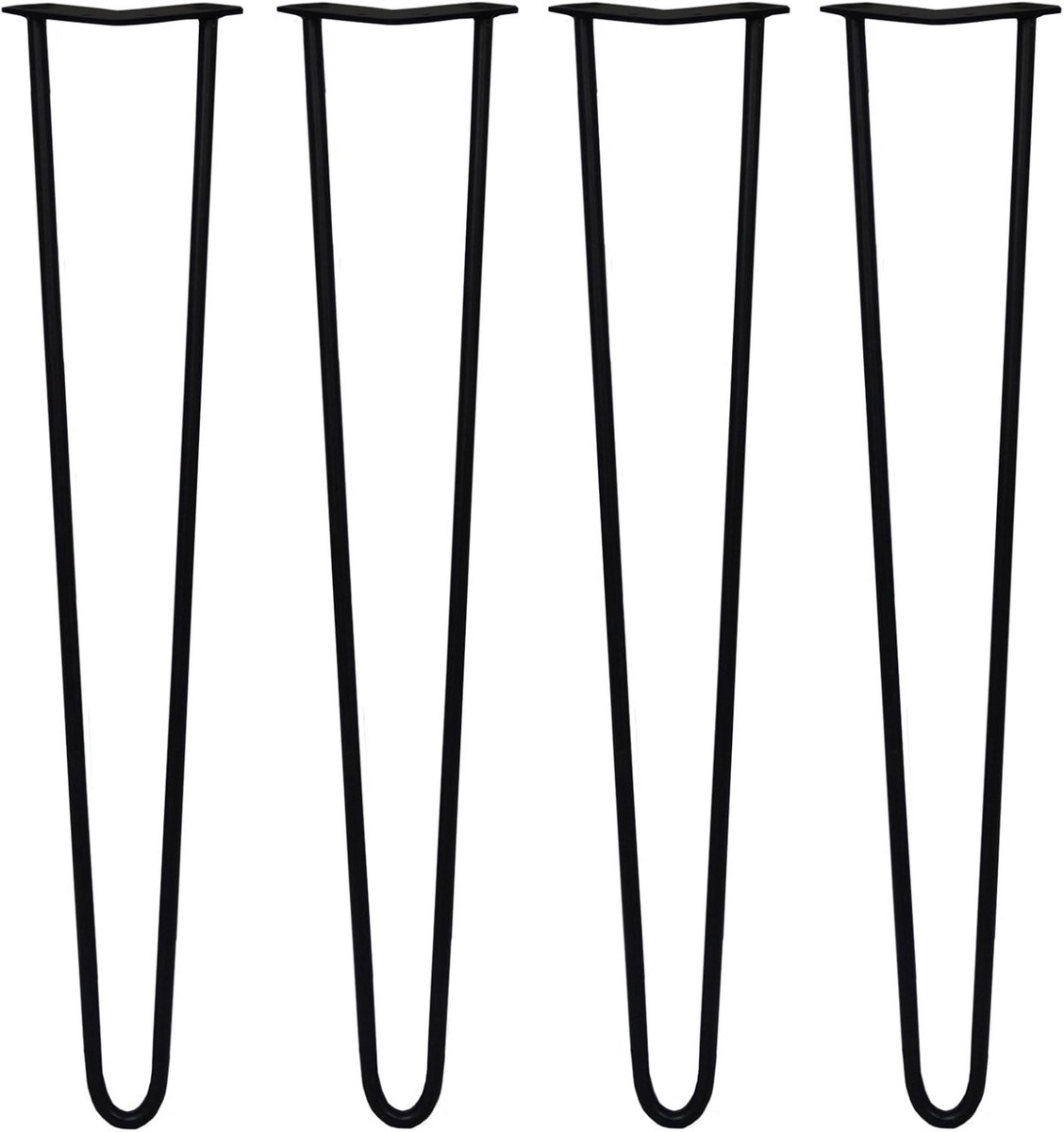 Set van 4 Zwarte Stalen Meubelpoten 28 inch met Beschermdoppen