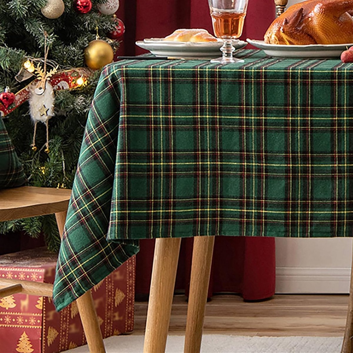 Rood Geruite Tafelkleed Rechthoekig voor Kerst en Diner 140x180 cm