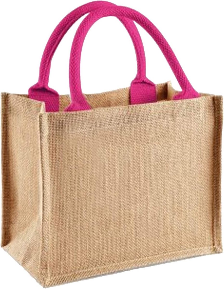 Jute Mini Cadeautas - 6 Liter - Roze - Duurzaam & Herbruikbaar Geschenkzakje