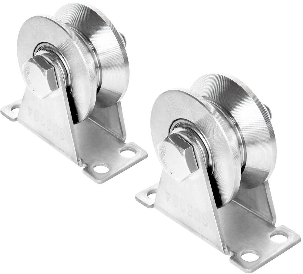 2 Stuks V-Groef Katrolwiel Roestvrij Staal - Heavy Duty Kabeloprolblok voor Schuifpoort en Fitness