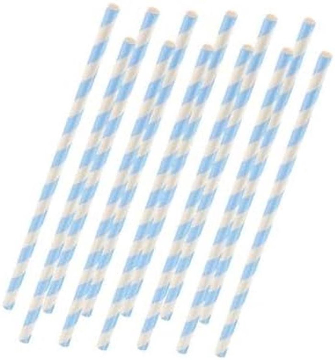 Papieren Rietjes Blauw Wit Gestreept Verpakt 150 Stuks