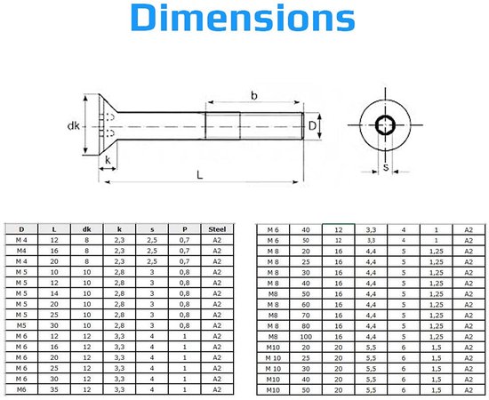 3 Inbus Inbus Machineschroeven M10x30 met Verzonken Kop - RVS en Plat | bol