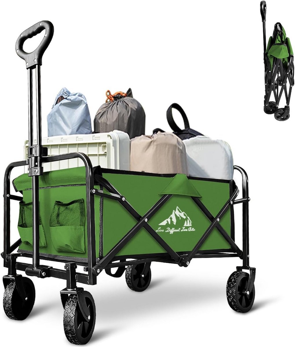 Opvouwbare Utility Wagen voor Boodschappen, Kamperen en Buitenactiviteiten