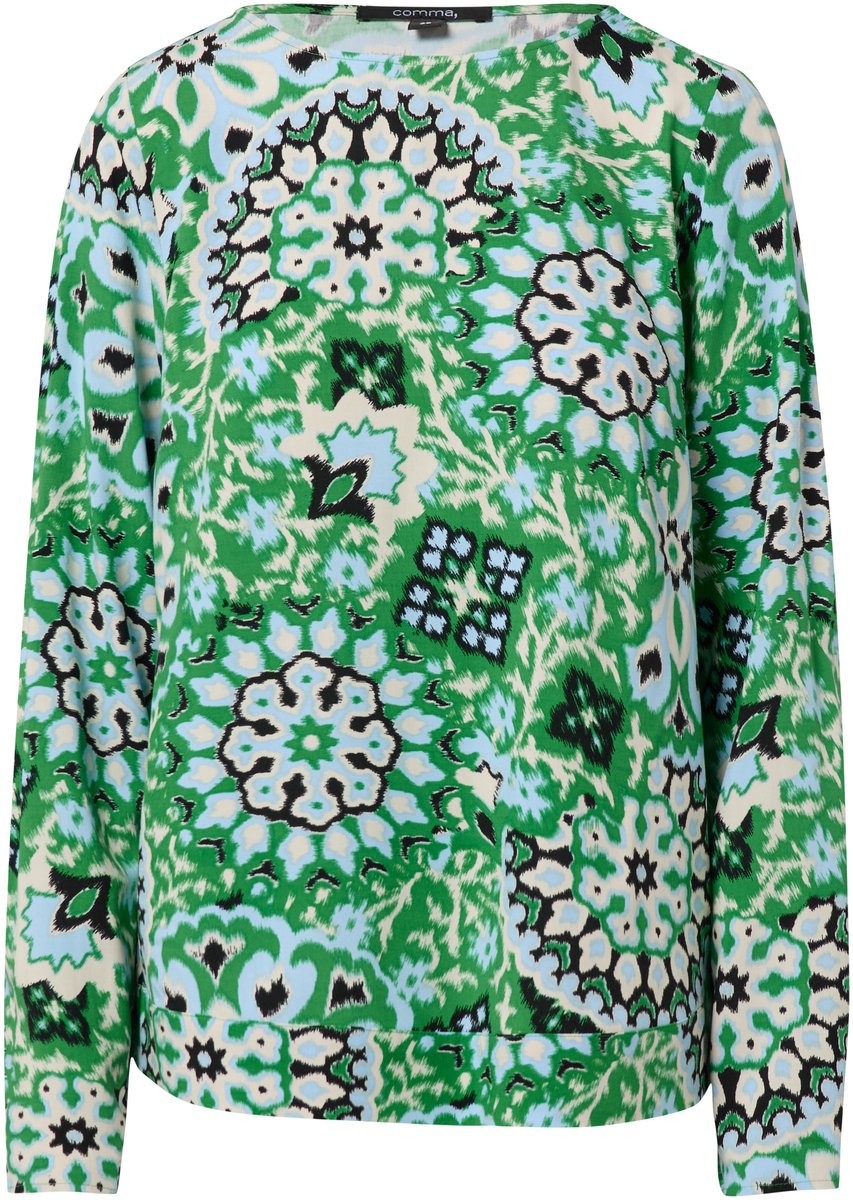 comma - female - Blouse met zijsplit en all-over print