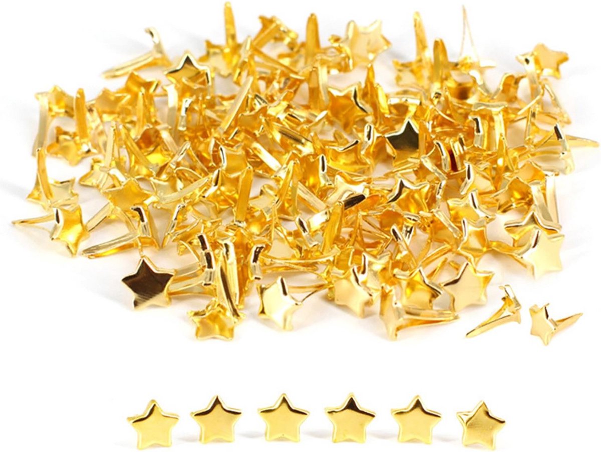 100 Stuks Mini Ster Bradsluitingen Goud 8x10mm voor Knutselen en Scrapbooking