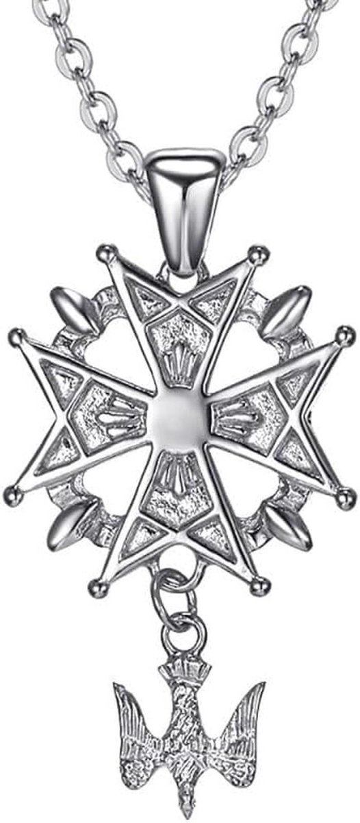 Herenketting met Hugenoten Kruis Hanger Religieus Symbool Roestvrij Staal