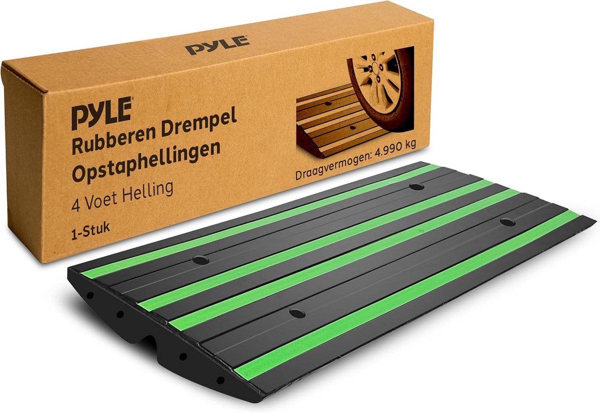 Stevige Rubberen Drempelhulp met Antislip en Reflectoren voor Oprit en Garage