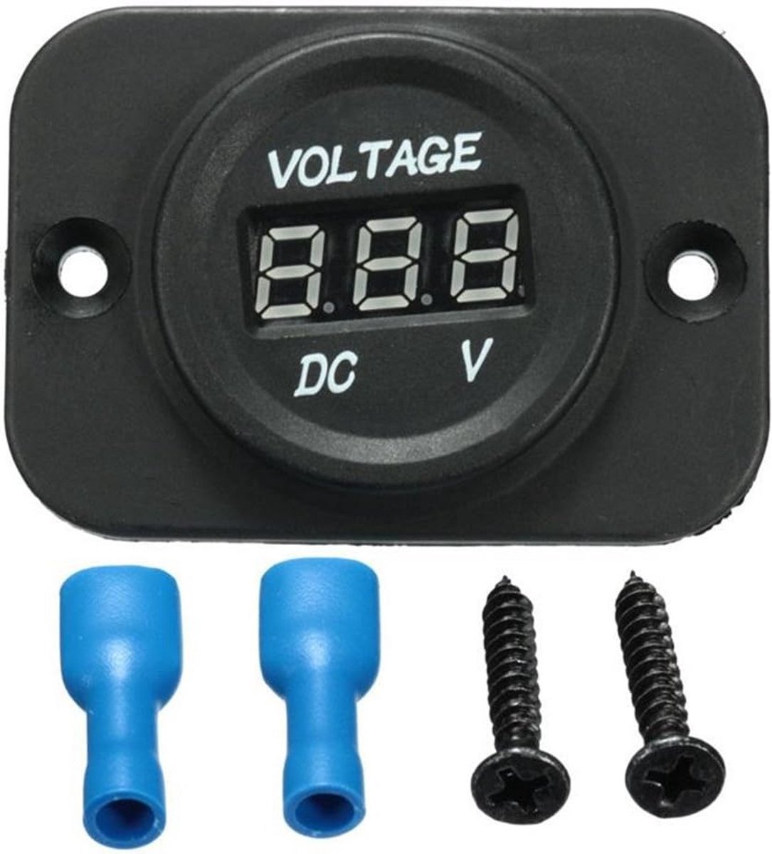 Waterdichte Digitale Voltmeter voor Auto en Motorfiets DC 12V-24V met LED Display
