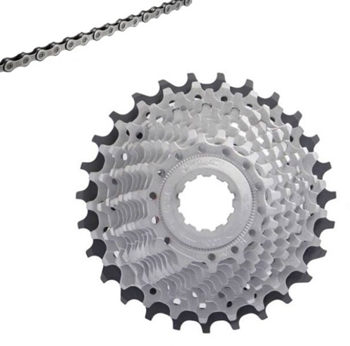 XLC 11 speed 11-25T Cassette set inclusief 11s 116l ketting voor Shimano/Sram - Aluminium / Staal - ZWART / zilver
