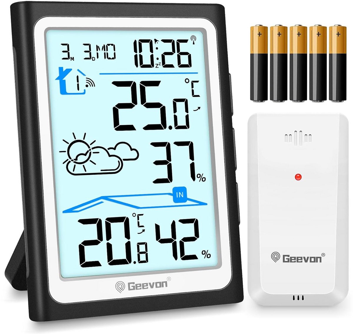 Draadloos Weerstation - Weersvoorspeller Buiten - Thuis Weer Checken - Met DCF Signaal - 3 x 5 x 10 cm