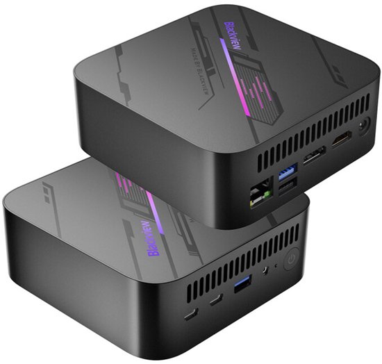 Blackview MP100 Mini PC - AMD Ryzen™ 5 7430U - 16 GB DDR4 RAM - 512 GB M.2 SSD - Windows 11 Pro - Tot 4,3 GHz - WiFi 6 - 4K UHD - BT 5.2 - Microcomputers voor thuis - gaming - kantoor - Zwart