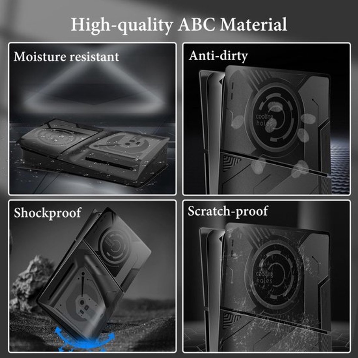 Frontplaathoes geschikt voor PS5 Slim Disc en Digital Edition - 4-in-1 Cover geschikt voor PS5 Slim Console - Aangepaste slanke accessoirehoes-skin geschikt voor Playstation 5 Slim - Faceplate – foto 4
