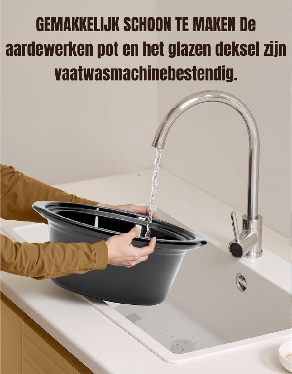 Nexvo® Slowcooker met Timer - Zilver - 24cm x 31cm x 18cm - afbeelding 2