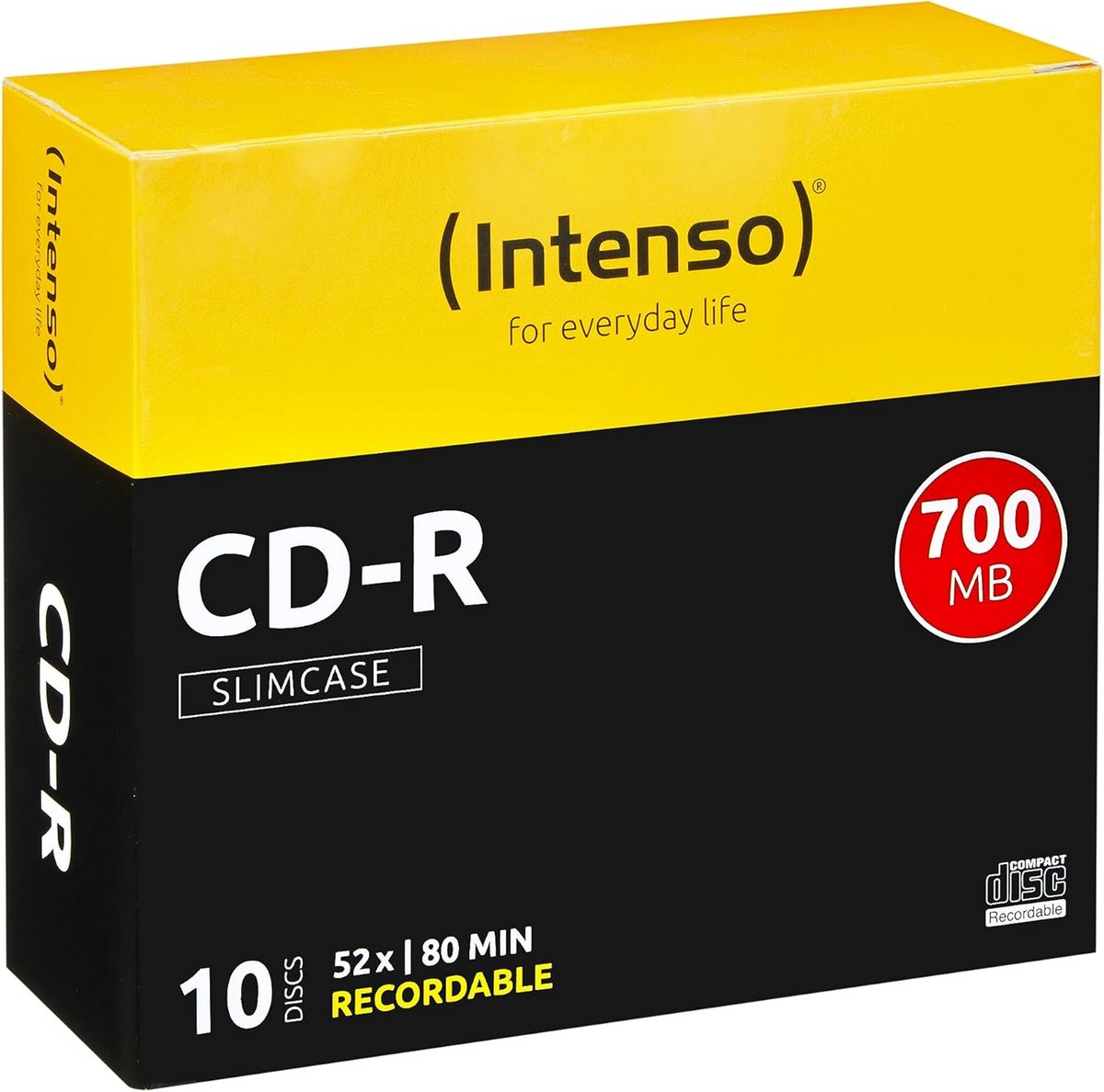 CD-R Blanks 700MB, 52x Snelheid, Incl. Slimcase, 10 Stuks