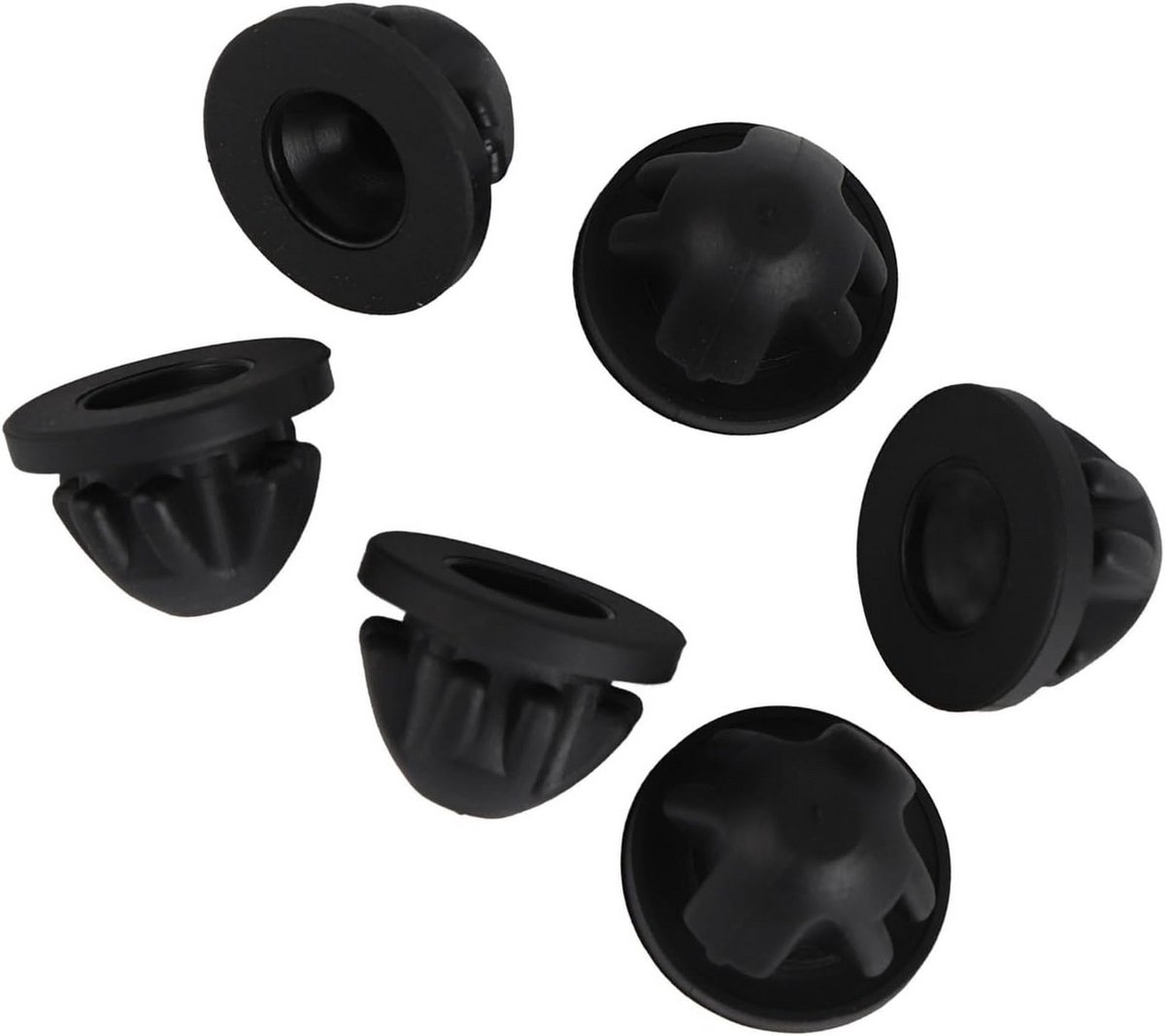 Set van 6 Zwarte Rubberen Motorkap Grommets voor Motorkap Isolatie en Bevestiging