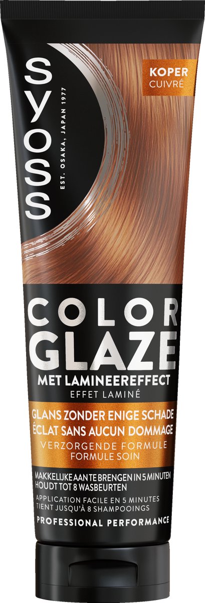 Syoss Color Glaze Copper - Haargloss Toner - Koper - Haarglans en Kleur Opfrissen - Tot 8 Wasbeurten - Lamineringseffect - Met Keratine - Voor Middenblond tot Lichtbruin of Koperkleurig Haar - 130ml
