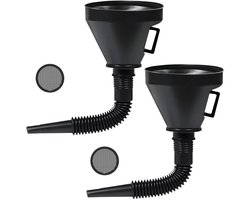 Trechter set - Auto olie trechter - Trechter met flexibele tuit en filter - Universeel - 2 in 1 - Olietrechter - Olie / benzine aanvullen - Flexibele slang - Voor auto brandstof, olie enz - Zwart