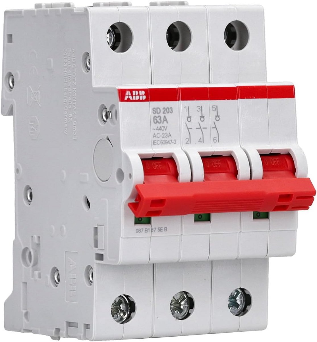 Driepolige Zekeringautomaat 3P 63A voor Veilige Stroomonderbreking