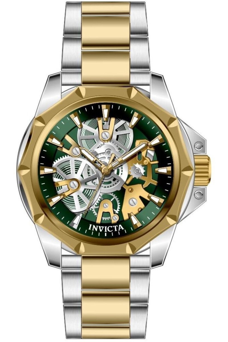 Invicta Objet D Art 50381 Heren Horloge - Waterdicht - Analoog - Quartz Uurwerk - Roestvrij Staal met groene Wijzerplaat - 44mm