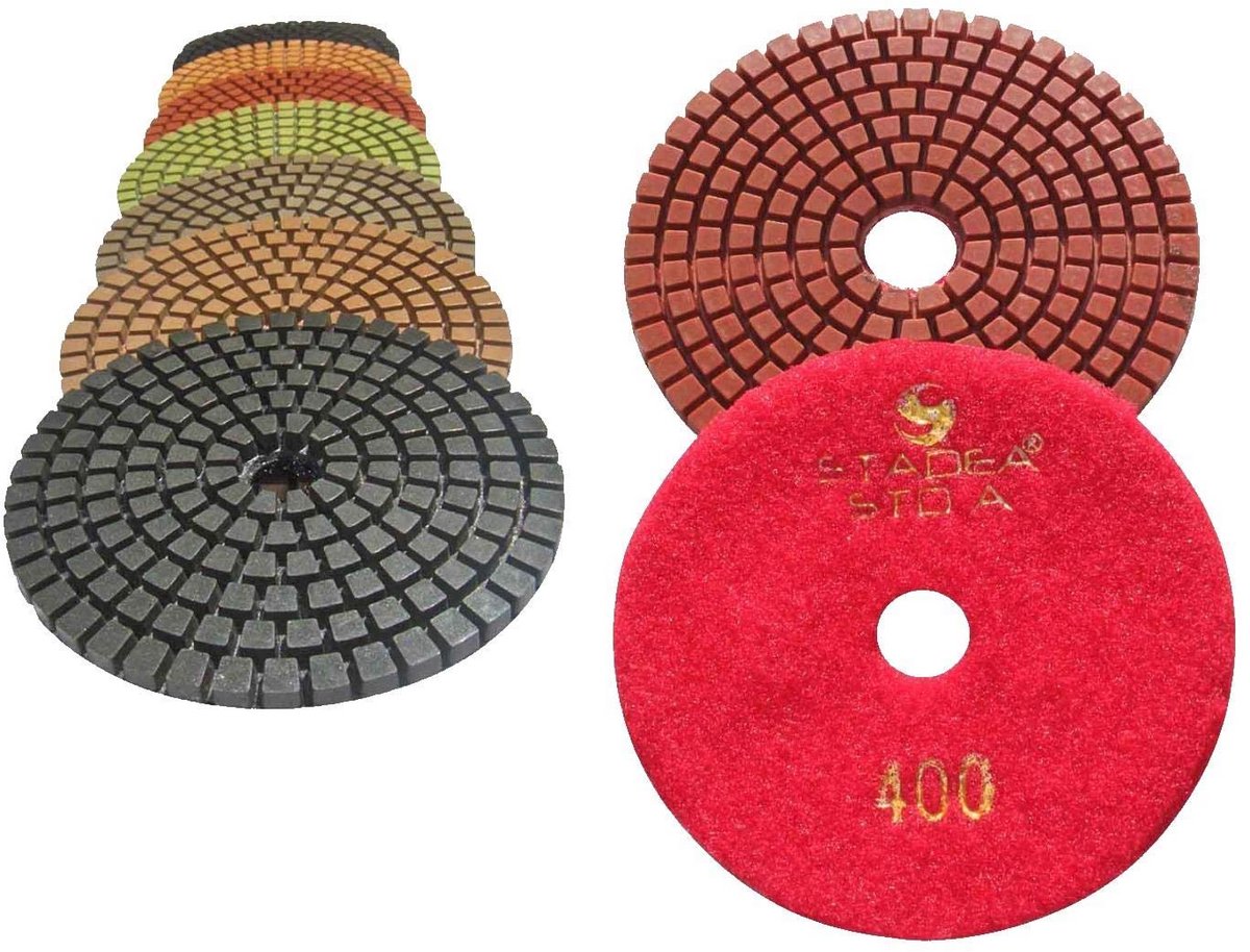 Diamant Polijstpads Nat 4 Inch voor Graniet Marmer Beton en Glas (Grit 400 - 5 Stuks)