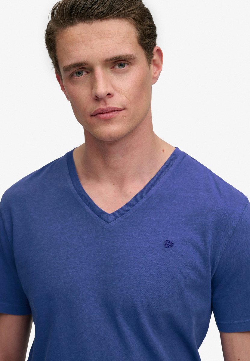 Superdry T-shirt Classic Cotton Linen Vee M1012391a Serge Mannen Blauw