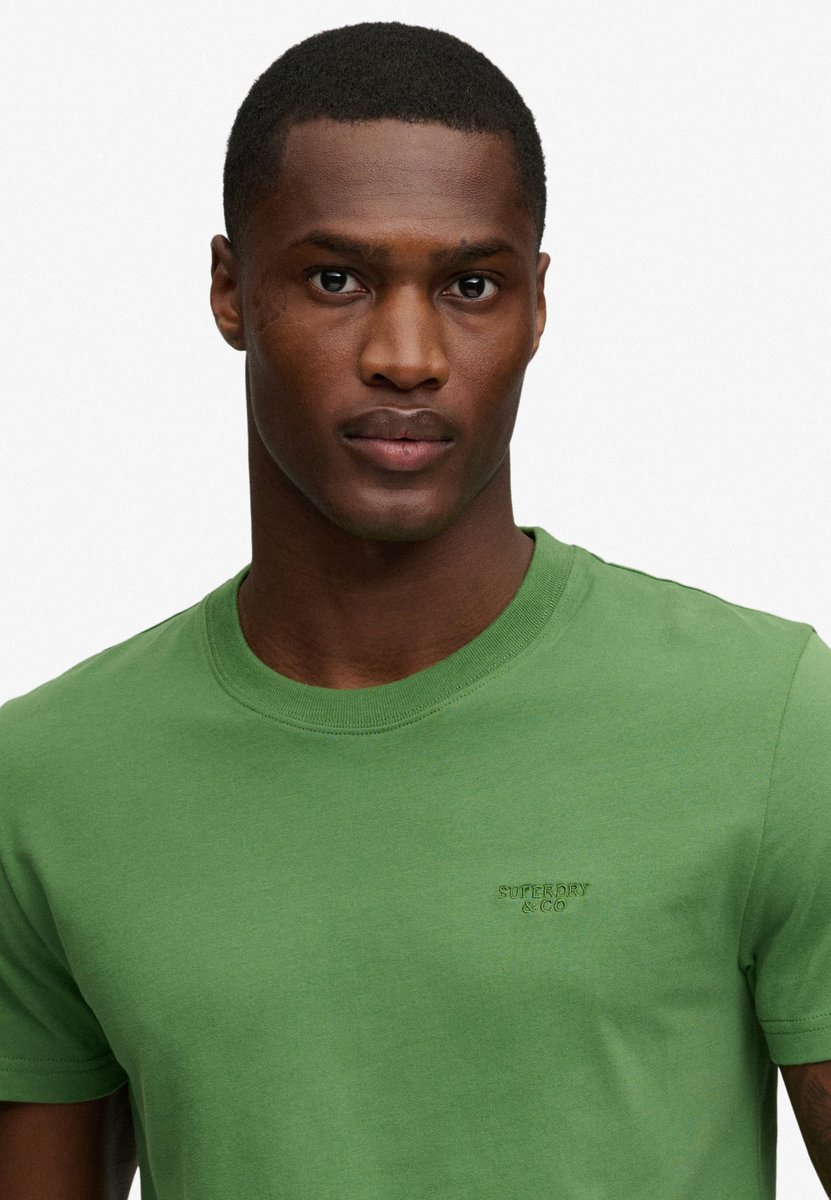 Superdry Essential Gestapeld Logo Geborduurde T-shirt Heren T-shirts Artisjokgroen/varengroen