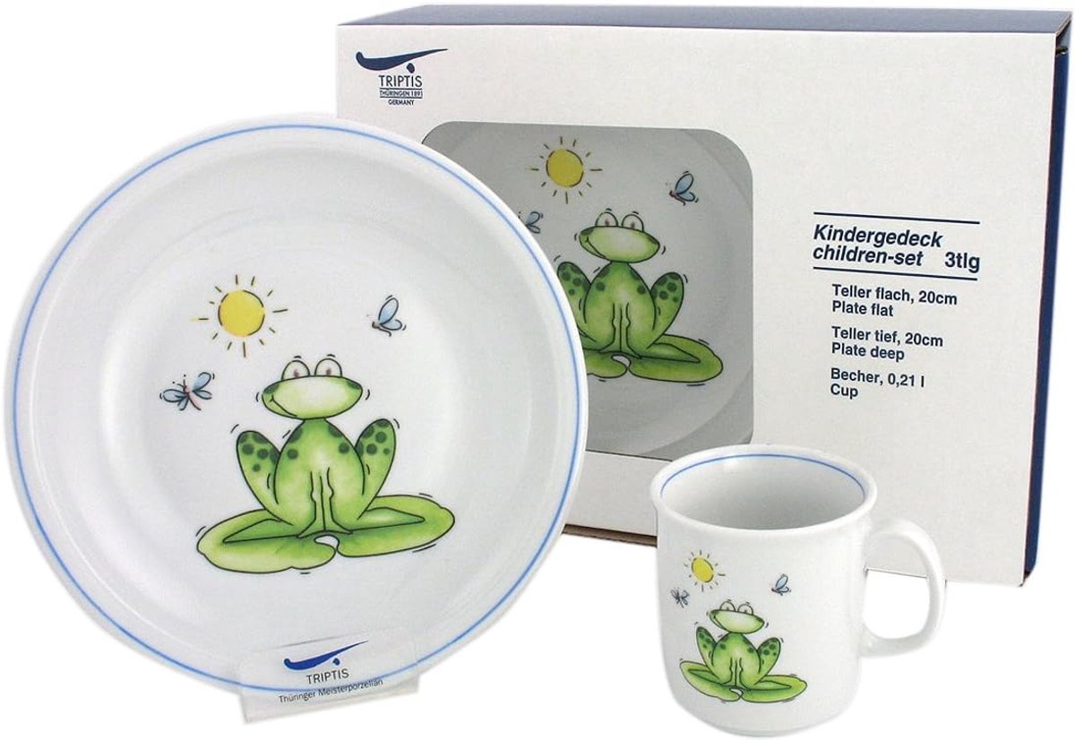 Kinderservies kikker - Kinderbestek set - Veilig eten - Vaatwasserbestendig - 1x1x1 cm - Decoratie
